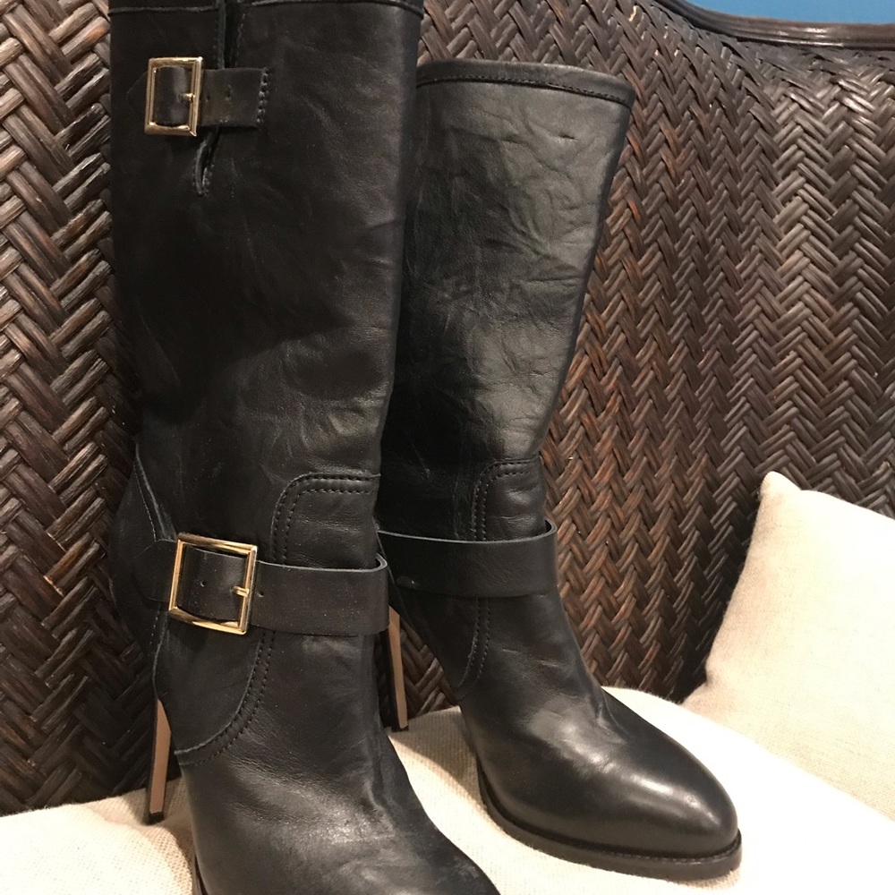 Jimmy Choo Galen black moto Leather Boots New - Picture 6 of 7